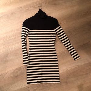 TOPSHOP stripped turtleneck bodycon dress